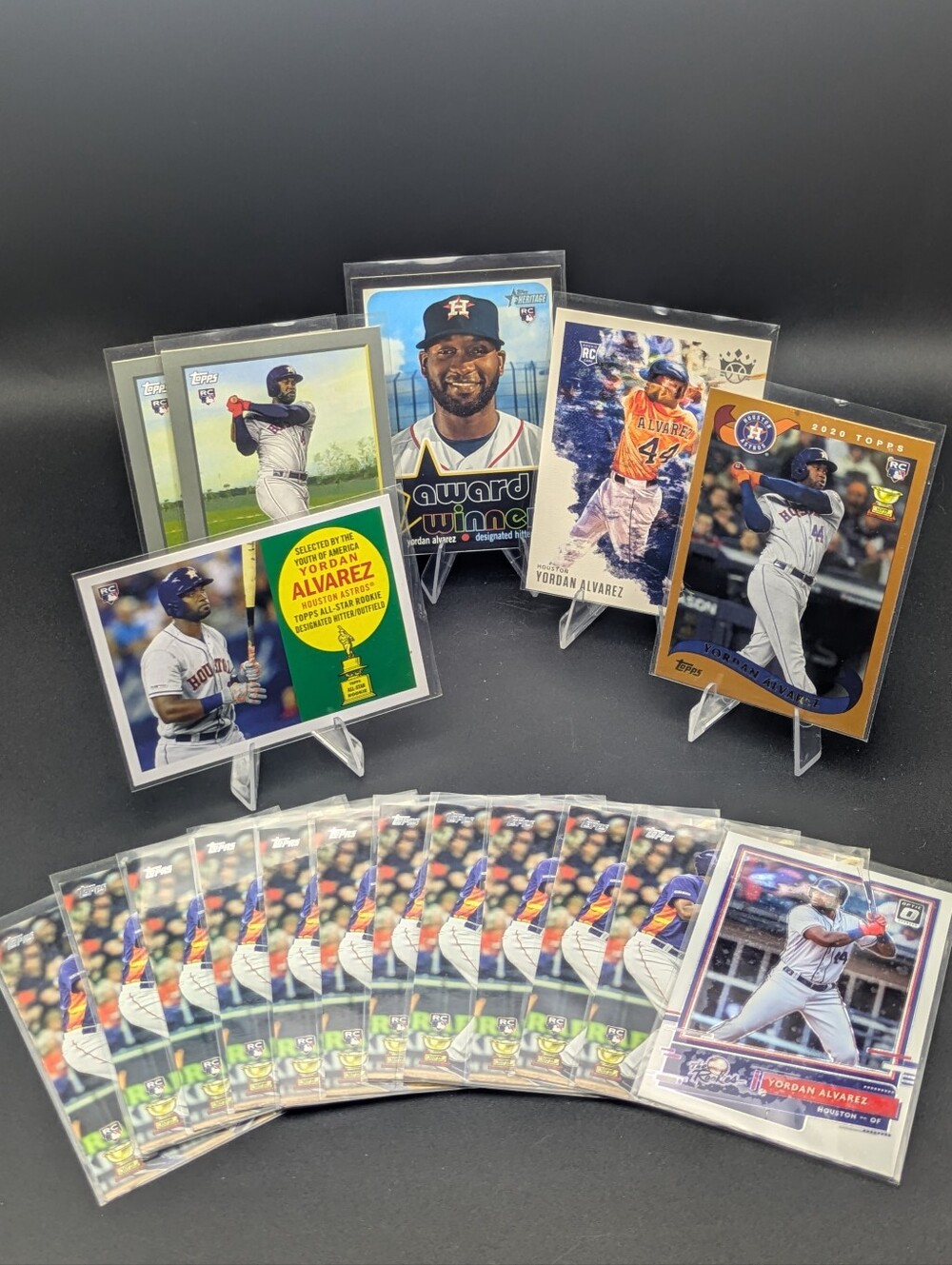 HUGE Yordan Alvarez ALL ROOKIE CARD Lot of 18 Houston ASTROS RC Topps Optic
